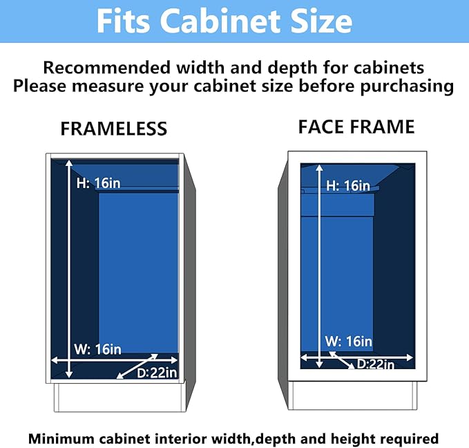 LOVMOR 2 Tier Individual Pull Out Cabinet Organizer 15½" W x 21½" D, Slide Out Kitchen Cabinet Storage Sliding Shelves