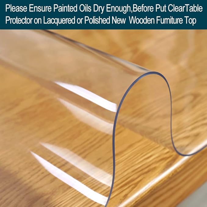 Wadrac Multisize 1.5mm Thicken Clear PVC Table Cover Protector Table Pads Glass for Dining Room Table Rectangular Vinyl Non-Slip Waterproof Desk Pad for Coffee Table Writing Desk Chair Mat 36x52 inch