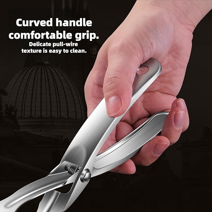 Kitchen Metal Tongs, Heat-Resistant 600°C Stainless Steel Cooking Tongs, Perfect for Food, Steak,Bread,Pizza,Salads and BBQ,Stable Clamping and Flipping Performance.