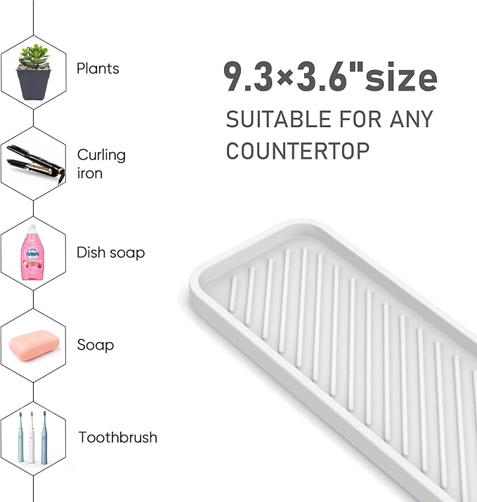 EG-SIPRO Kitchen Sink Organizer Tray,Sponge Holder for Kitchen Sink Bathroom Counter Tray Sponge Caddy Silicone Soap Holder for Soap dispenser, Bottle, Dishwashing Accessories(2-pack)