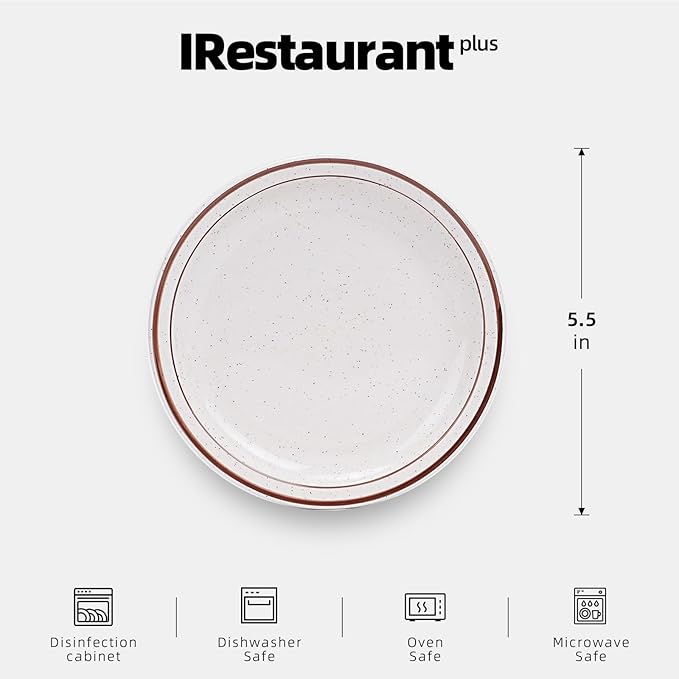 Stoneware Narrow Rim Brown Speckle, Plate 5.5", Case of 36