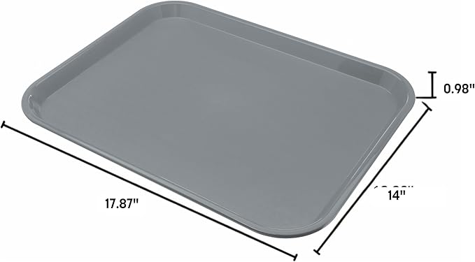 Carlisle FoodService Products Fast Food Cafeteria Tray 14" x 18", Durable Polypropylene with Slip-Resistant Surface, Stackable for Cafes and Schools, BPA-Free, Burgundy (Pack of 12)