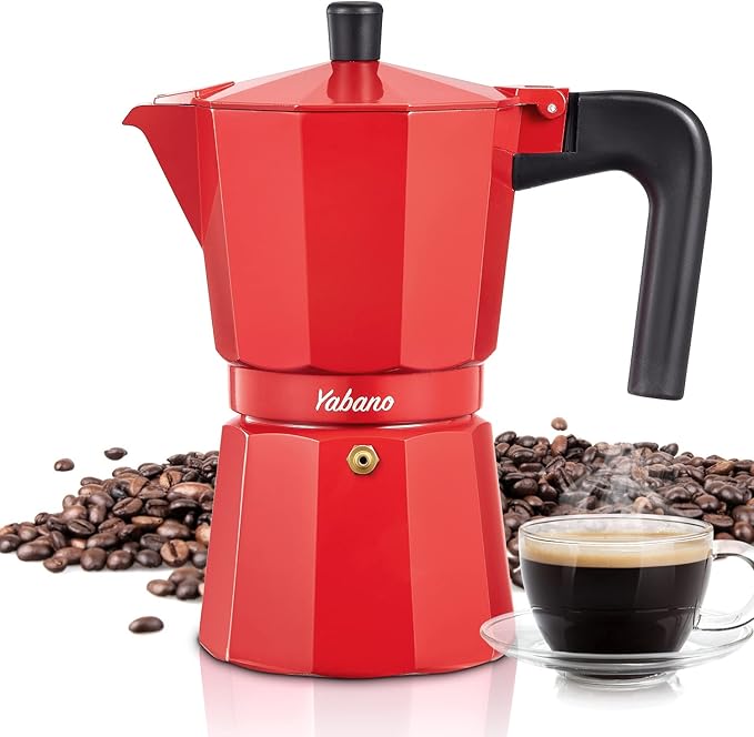 Yabano Stovetop Espresso Maker, 9 Cups Moka Coffee Pot Italian Espresso for Gas or Electric Ceramic Stovetop, Italian Coffee maker for Cappuccino or Latte