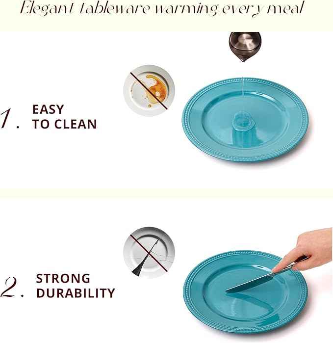 Pearl Dots Stoneware Dinnerware Set (Turquoise, 56pc Set)
