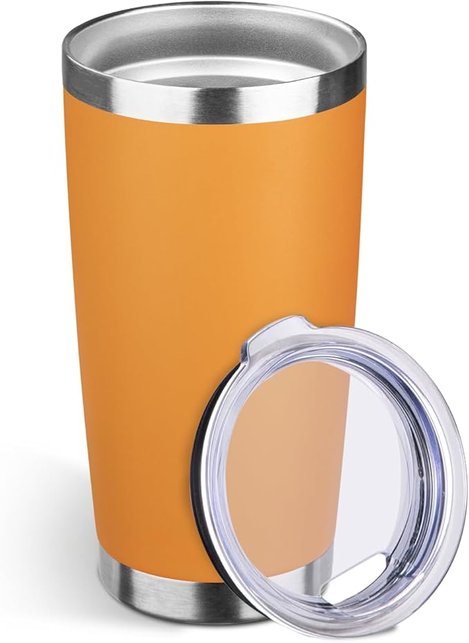 StarSpeed 20oz Tumbler Bulk with Lid, Stainless Steel Insulated Tumblers Double Wall Vacuum Insulated Travel Mug, Powder Coated Coffee Cups for Hot and Cold Drinks(Orange,1)