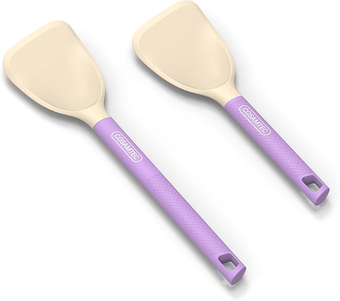Silicone Small Spatula for Cooking Flexible Beveled Turner with Solid Inner Core and Heat Resistant Nylon Handle Ideal Spatula for Non-Stick Cookware