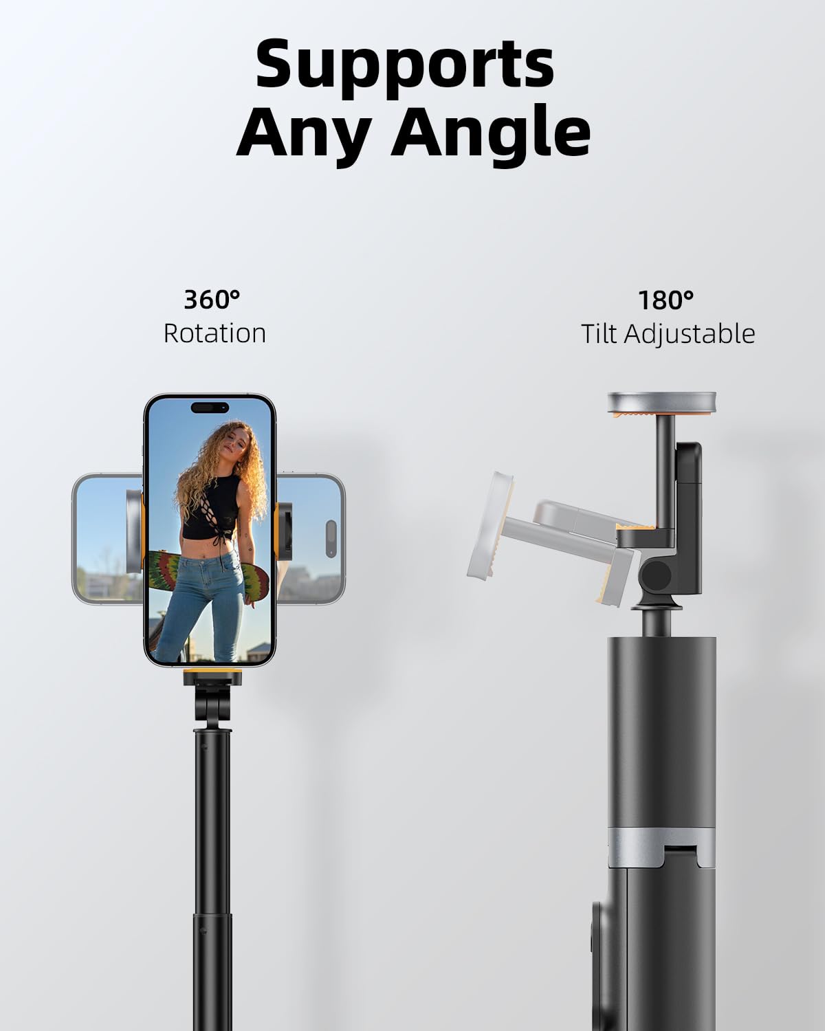 TODI 63" Cell Phone Selfie Stick Tripod, Portable Tripod for iPhone with Wireless Remote, Extendable Smartphone Stand, All-in-1, Compatible with iPhone/Android