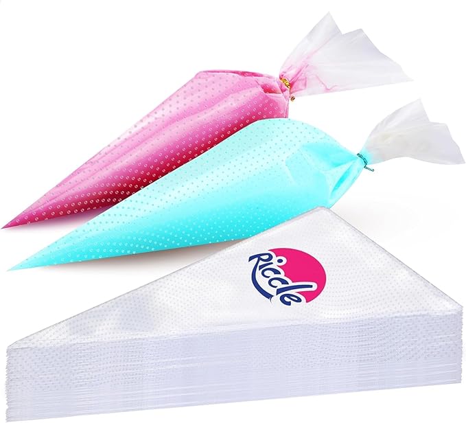 Riccle Extra Large 24 Inch Piping Bags - 100 Textured Anti Burst Thickened Disposable Pastry Bags - Icing Piping Bags for Frosting - Ideal for Cakes and Cookies Decoration
