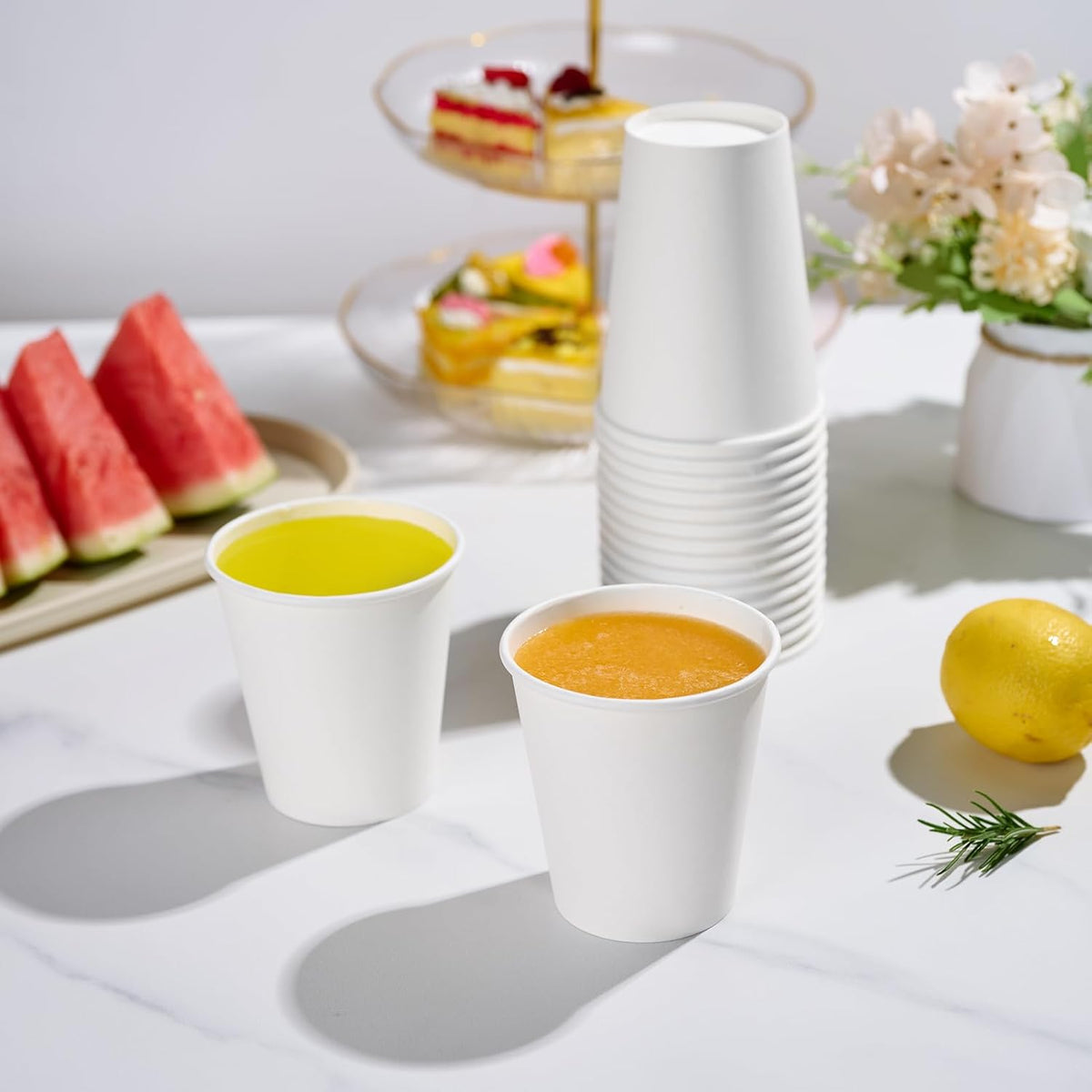 LITOPAK 240 Pack 12 oz Disposable Paper Coffee Cup, White Paper Hot Coffee Cups, Suitable for Party, Picnic, Travel, and Events