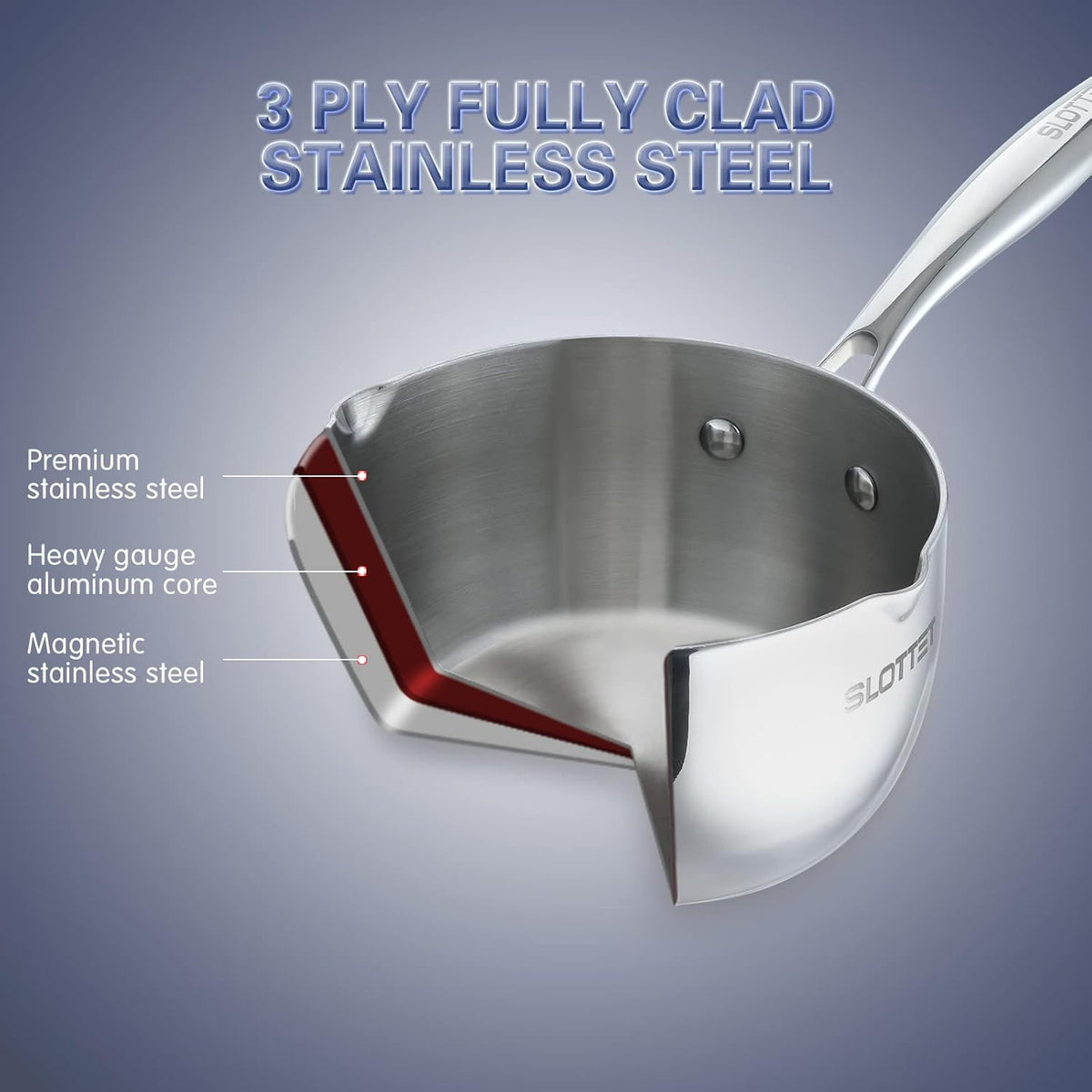 3.5 Quart Stainless Steel Saucepan with Steamer, Tri-Ply Full Body Small Multipurpose Pot with Pour Spout,Strainer Glass Lid, 3 Qt Sauce Pan for Cooking with Stay-cool Handle.