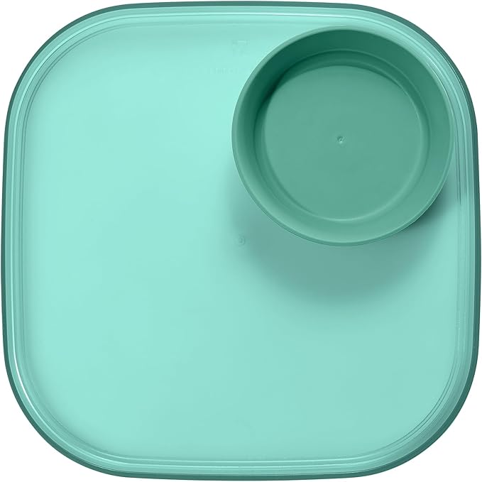 Madesmart Dipware Reusable Dining Plate/Serving Tray for Appetizers and Snacks, Food-Safe Appetizer Serving Platter with Removable Dip Bowl, Teal