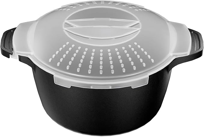 Small Microwave Cookware Steamer 1 Quart - AJXX Micro Cookware Vegetable Steamer for Cooking, Microwave Cooker with Food Container, Removable Filter and Lockab - BPA Free, Dishwasher Safe