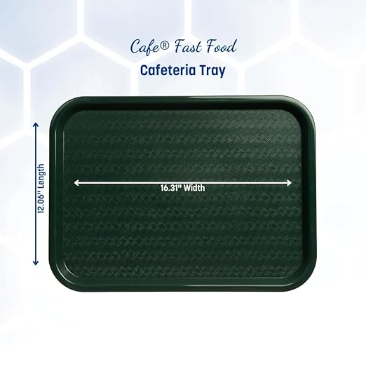 Carlisle FoodService Products CT121608 Cafe Standard Plastic Cafeteria/Fast Food Tray, NSF Certified, BPA Free, 16" Length x 12" Width, Forest Green (Pack of 24)