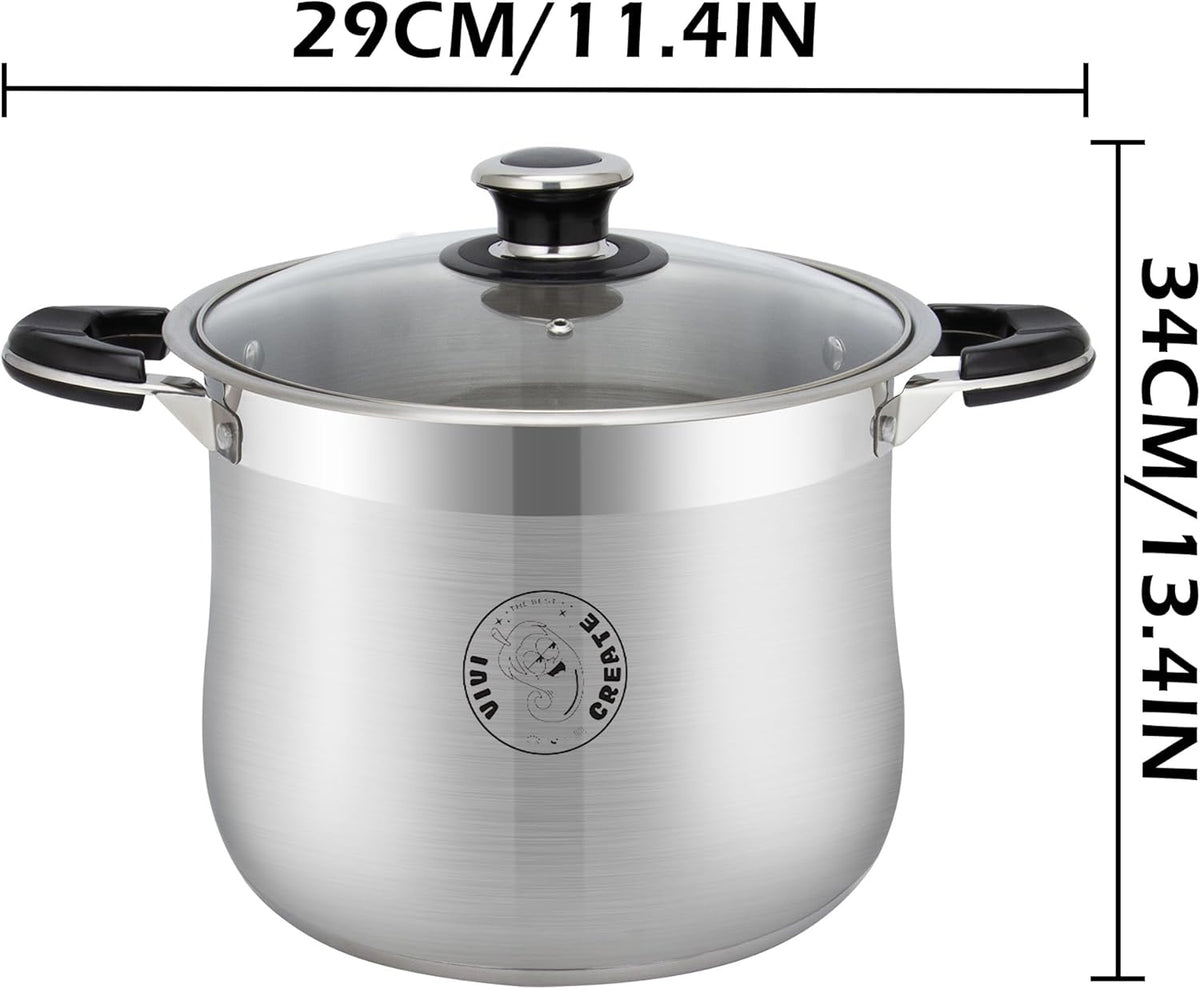 Vivicreate Stainless Steel Stock Pot with Lid for Induction Cooking Boiling Pasta Stew Soup Large Capacity Cookware Pots with Handles for Kitchen Spaghetti Olla Olla de Acero Inoxidable (27.5 QT)