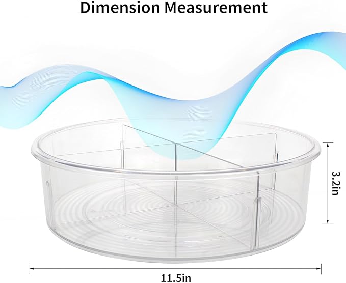 2 Pack Lazy Susan, 11.5 Inch Lazy Susan Organizer, 360 Degree Swivel, for Kitchen, Pantry, Refrigerator, Bathroom and Vanity Countertops (Clear) (2P-11.5 Inch)