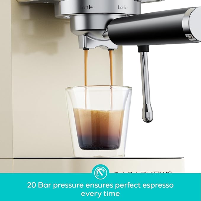 CASABREWS 3700 Essential Espresso Machine 20 Bar, Stainless Steel Coffee Maker with Steam Milk Frother, Espresso Coffee Machine Cappuccino Latte Machine with 43.9oz Removable Water Tank, Creamy