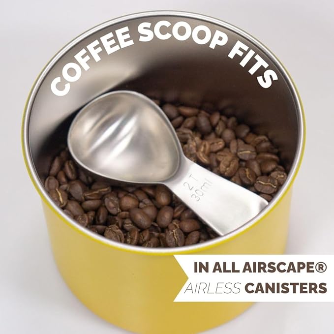 Coffee Scoop - Brushed Stainless Steel - 2 Tablespoon Capacity - Fits inside Airscape Canisters (Brushed Steel)