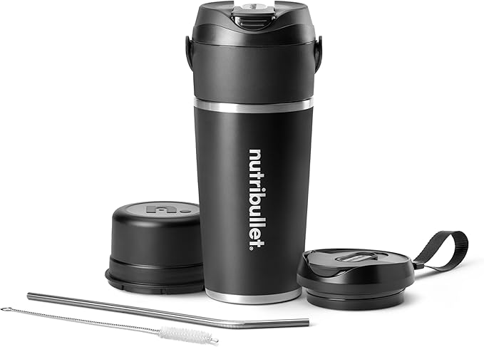 nutribullet Flip Portable Blender with Insulated Cup, Cordless, Black, NBPB50350AK