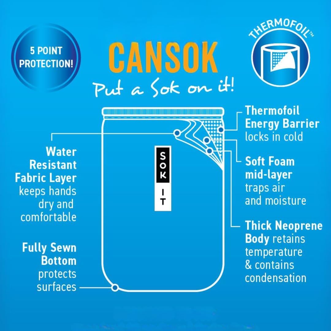 Sok It CanSok Sleeve for Beer & Soda Insulated Neoprene Cover (Green Living, 25oz Can Sleeve)