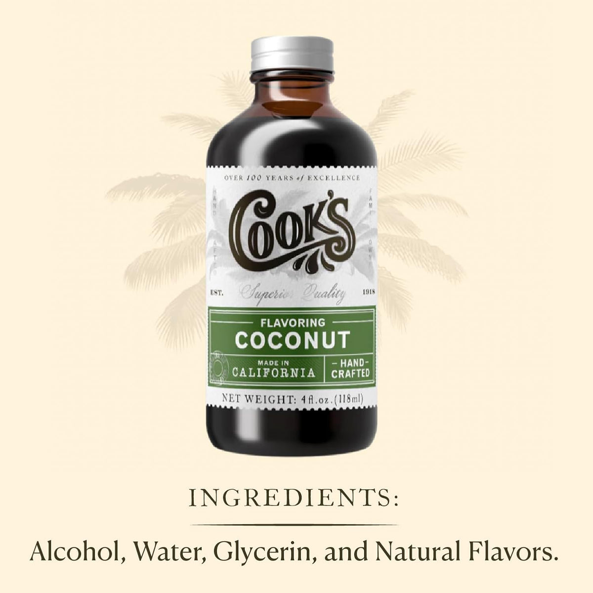 Cook's, Coconut Flavoring for Cakes, Cookies, Pastries, Ice Creams, Smoothies, 8 oz