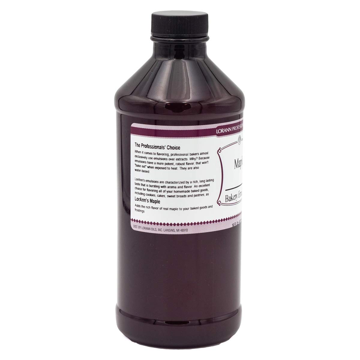 LorAnn Oils Maple Bakery Emulsion: True Essence, Ideal for Boosting Fruit Tones in Cakes, Cookies & Desserts, Gluten-Free, Keto-Friendly, Extract Substitute Essential for Your Kitchen, 16 Oz