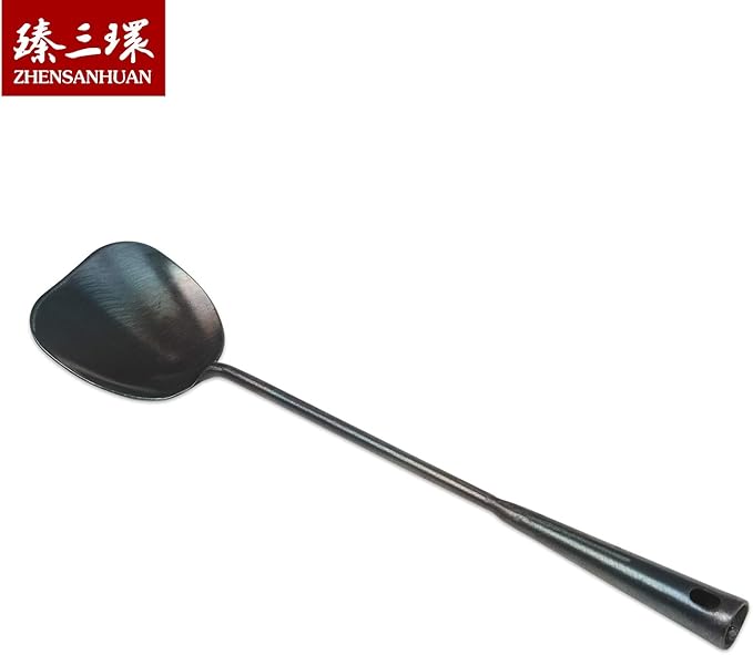 ZhenSanHuan Hand Hammered Carbon Steel Spatula Long Handle Chuan Wok Tool