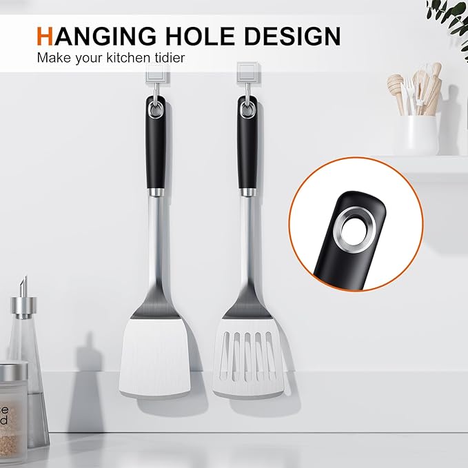 Stainless Steel Spatula Set, 1PC Heavy Duty Turner/Metal Spatula, High Heat Resistant Kitchen Cooking Utensils, Ideal Cookware for Frying Steak, Fish, Eggs or Pancakes
