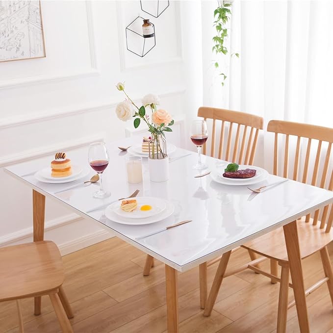 20" x 42" Clear Table Cover Protector, Waterproof & Heat Resistant (Up to 176F/80C), Thick Plastic Table Pad for Dining Room, Kitchen, Office