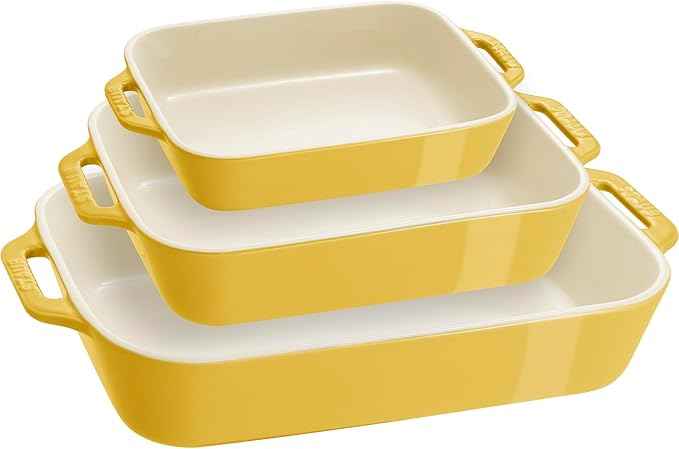 STAUB Ceramic 3-pc Rectangular Baking Dish Set - Citron