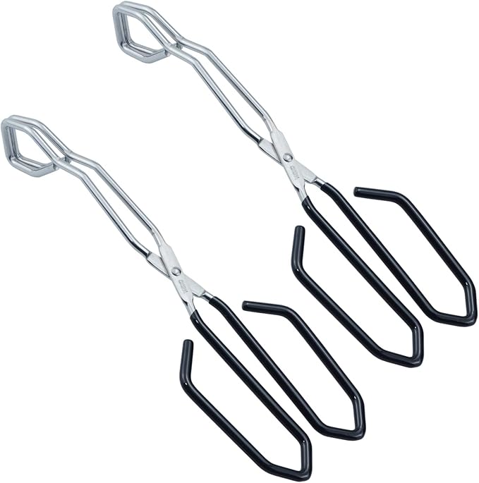 Scissor Cooking Tongs 11-Inch Stainless Steel Wire Tongs Kitchen Scissor Tongs, Set of 2
