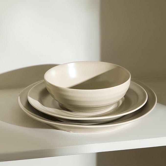 Stone Lain Orbit 4-Piece Dinner Plate Set Stoneware, Beige