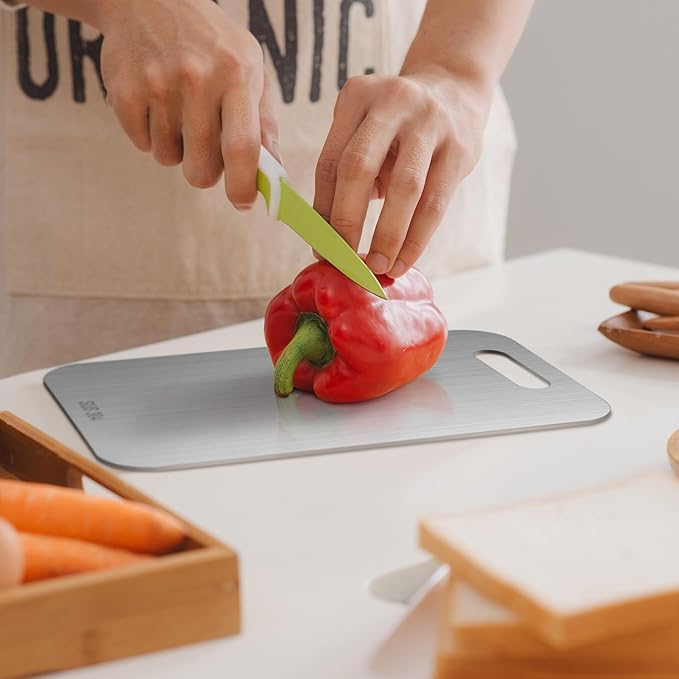 3 Pcs Stainless Steel Cutting Board for Kitchen 304 Steel Chopping Dishwasher Safe Metal Cutting Board Set for Kitchen Meat Fruit Vegetable (15.4''x11'',13.4"x9",11.8"x7.9")