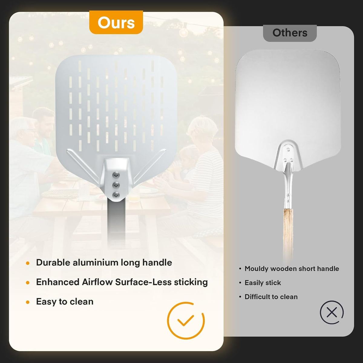 4PCS Pizza Oven Accessories, Yofuly 12 Inch Perforated Pizza Peel, 9 Inch Round Turning Peel, Pizza Stone Cleaning Brush with Scraper, Rocker Cutter, Homemade Pizza Supplies Tools Kit