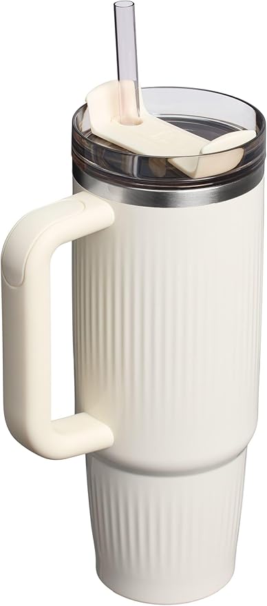 STANLEY Quencher H2.0 Tumbler with Handle and Straw 30 oz | Flowstate 3-Position Lid | Cup Holder Compatible for Travel | Insulated Stainless Steel Cup | BPA-Free | Fluted Cream Gloss