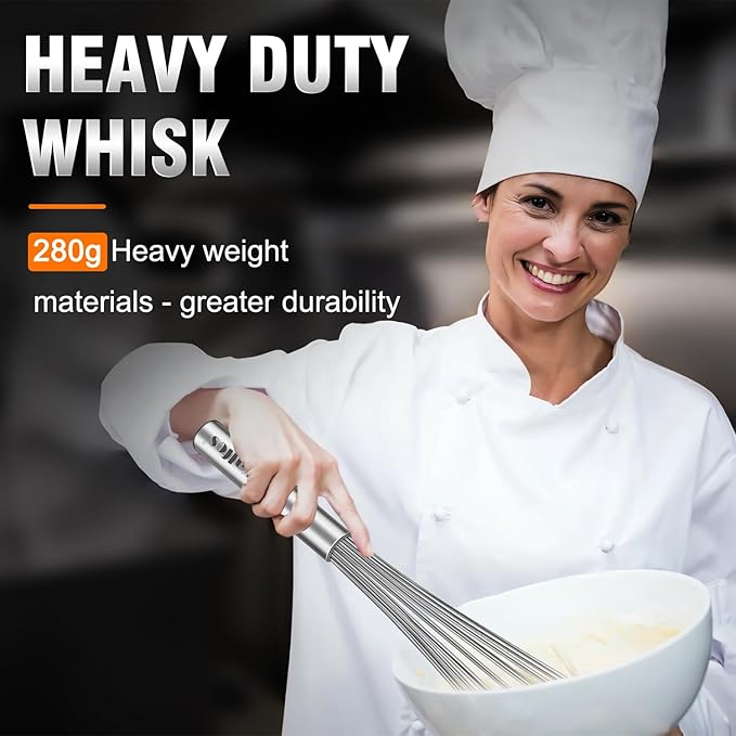 Walfos Whisk,14in Large Whisks, Heavy Duty Stainless Steel Wire Whisk for Blending, Whisking, Beating Suitable for stirring and mixing containers such as deep pots or big bowl at home or store.