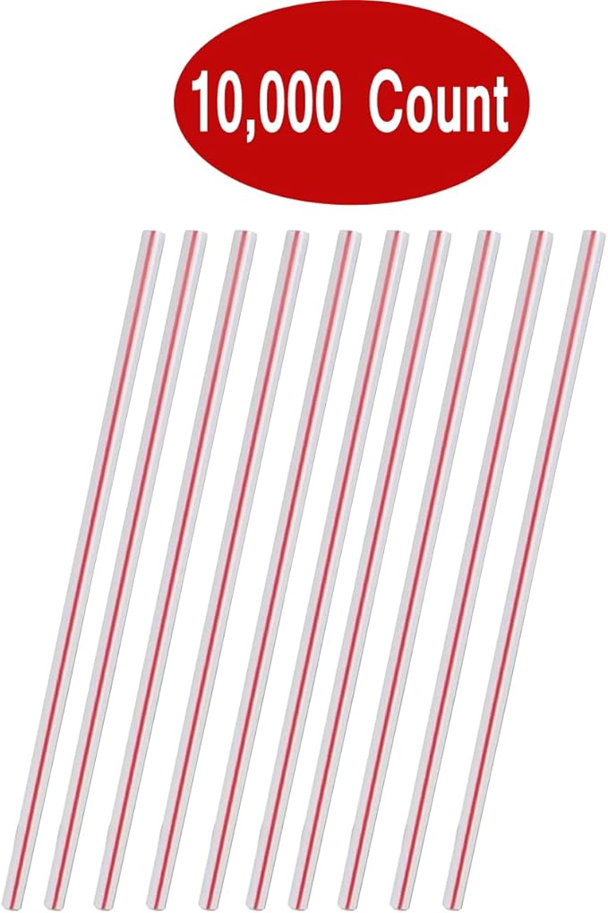 Dixie Plastic Coffee Stirrers, 10,000ct, 5.5" Disposable Drink Stir Sticks - Red/White