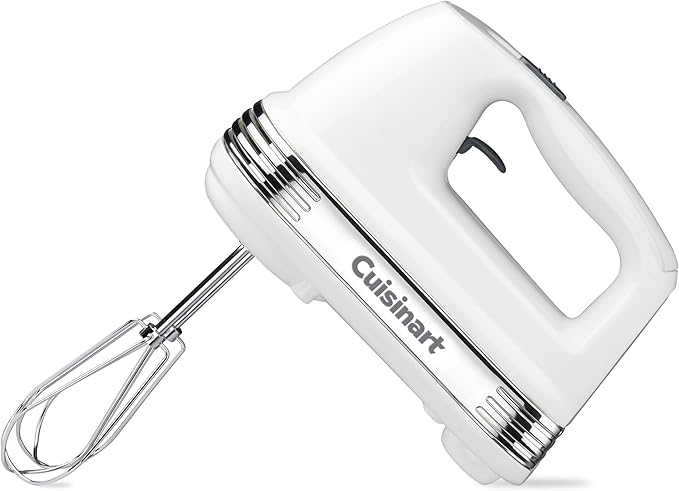Cuisinart Power Advantage 5-Speed Hand Mixer, 220W-Motor Hand Blender Electric Mixer with 5 Speed Settings, Extra-Long Dishwasher-Safe Beaters, 60-Inch Swivel Cord, HM-50, White