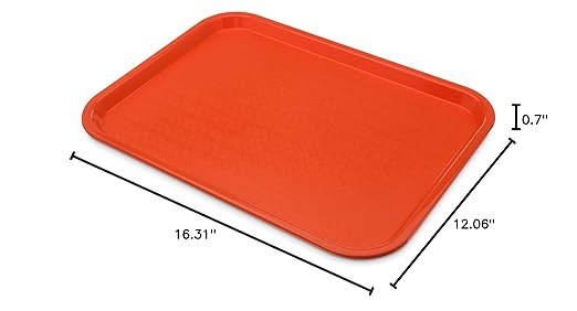 Carlisle FoodService Products CT121624 Café Standard Cafeteria / Fast Food Tray, 12" x 16", Orange