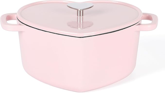 Martha Stewart Heart Shaped 4-Quart Enamel Cast Iron Dutch Oven - Pink