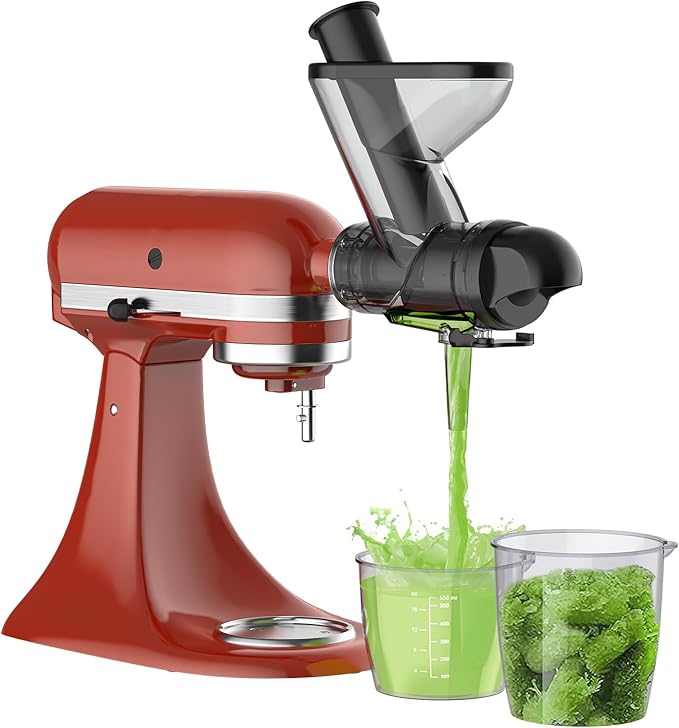 Masticating Juicer Attachment for KitchenAid Stand Mixer, Cold Press Juicer machines with Dual Feed Chute, Slow Masticating Juicer, Attachment for Kitchenaid Mixers