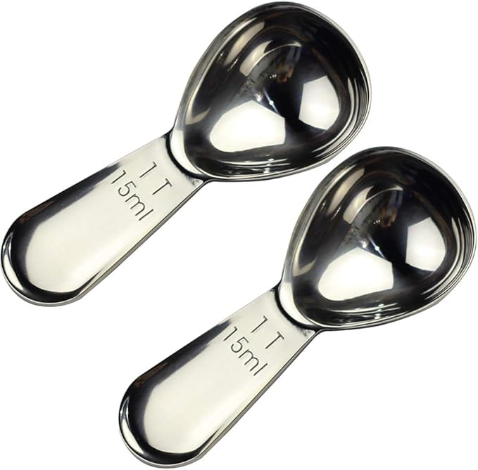 CoaGu 2-Pack Mini Coffee Scoops 15ml - Short Handle Stainless Steel Spoons for Coffee, Baking & Supplements, Non-Slip Grip | Fits Espresso Bags & Spice Containers