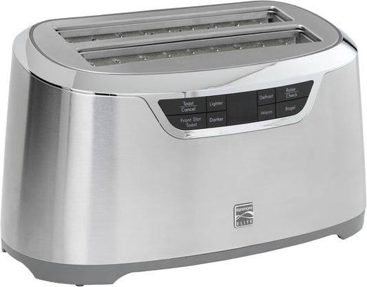 Kenmore Elite toaster 4-slice -wide slot countertop stainless steel Auto lift toasters, grill or toast bread bagel & buns, commercial easy tray clean function with compact pop up tostadora de pan