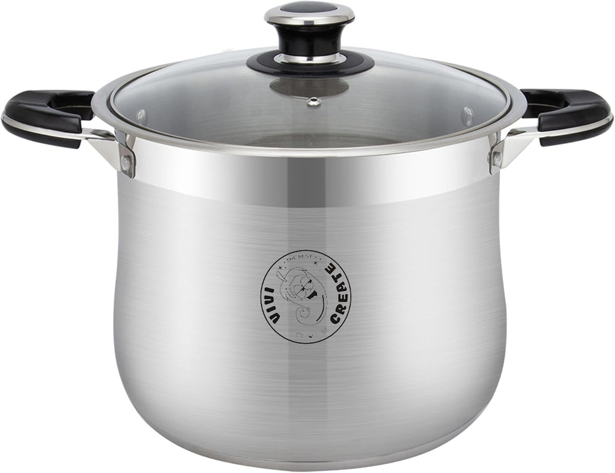 VivicreateStainless Steel Stock Pot with Lid for Induction Cooking Boiling Pasta Stew Soup Large Capacity Cookware with Handles for Kitchen Spaghetti Olla Olla de Acero Inoxidable (11.5 QT)