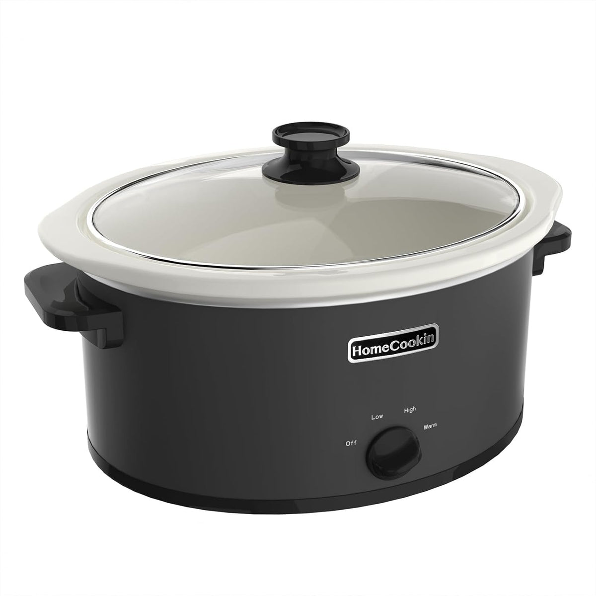 HOMECOOKIN 8 Quart Slow Cooker Oval Manual Pot Food Warmer with 3 Cooking Settings, Black
