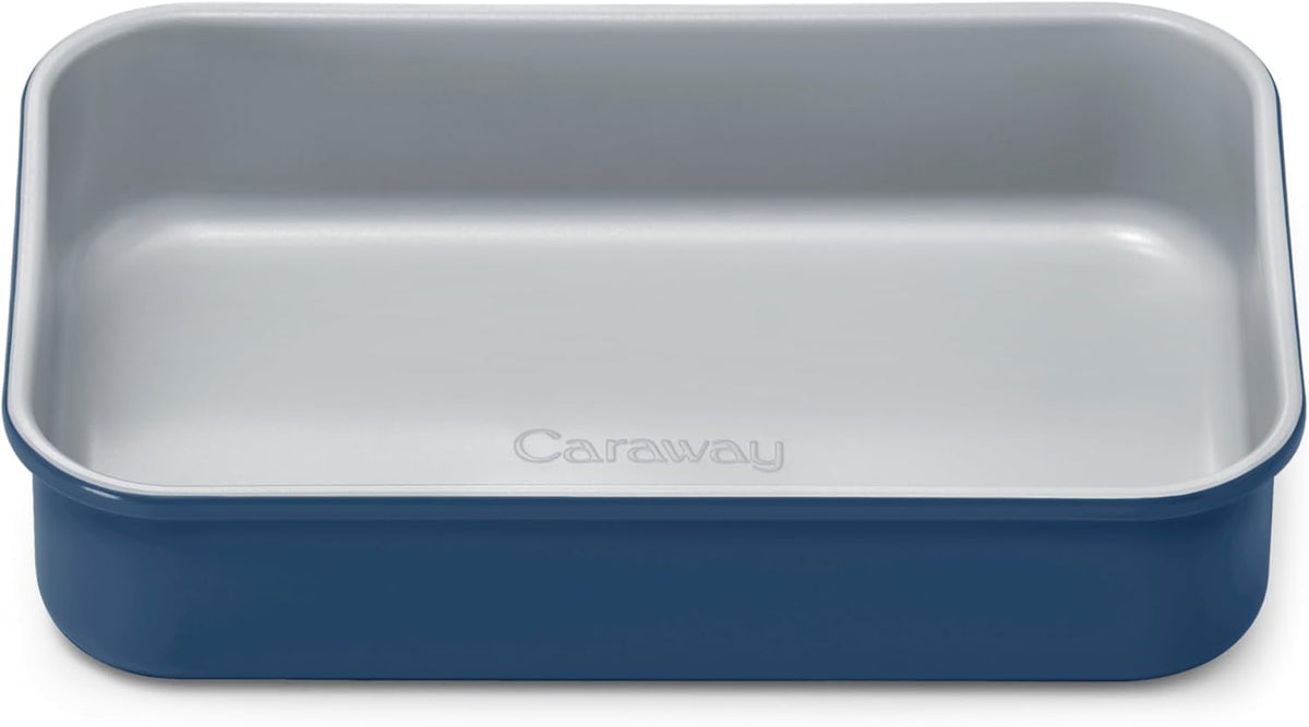 Caraway Nonstick 9” x 6.5” Small Rectangle Baking Pan – Non-Toxic, PTFE & PFOA Free – Aluminized Steel Core – Deep Ceramic Baking Pan for Casseroles, Lasagna & More - Navy