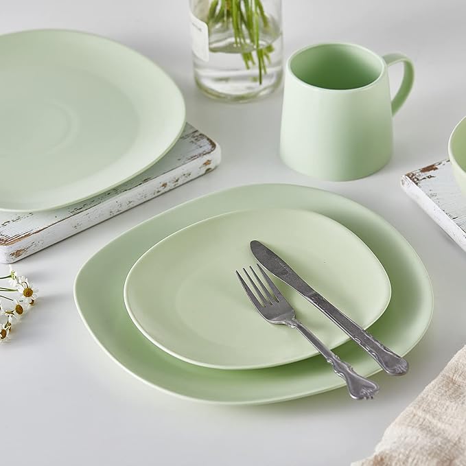 Stone lain Delilah Salad Plate 6-Piece Dish Set, Porcelain, Lime Green