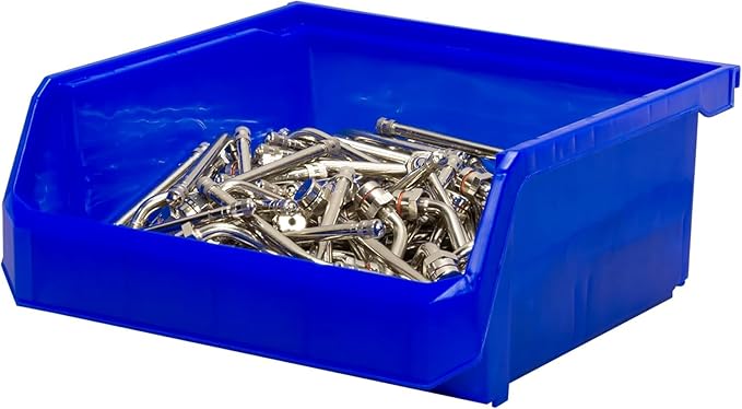 Plastic Containers for Organizing and Storage Bins for Closet, Kitchen, Office, Garage or Pantry Organization, Stackable Bins, Extra Large (14.8" x 16.5" x 7"), 4-Pack, Blue