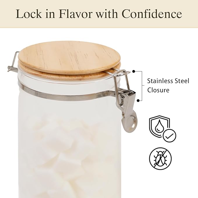 Glass Coffee Canister Set with Shelf & Spoon 2 Piece Coffee Containers for Coffee Bean Storage Airtight Seal, Coffee Bar Accessories Filter Holder for Kitchen Organization