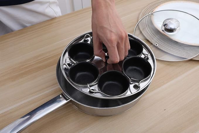 Egg Poacher Pan - Stainless Steel Poached Egg Cooker – Perfect Poached Egg Maker – Induction Cooktop Egg Poachers Cookware Set with 6 Nonstick Large PFOA FREE Egg Poacher Cups and Silicone Spatula…