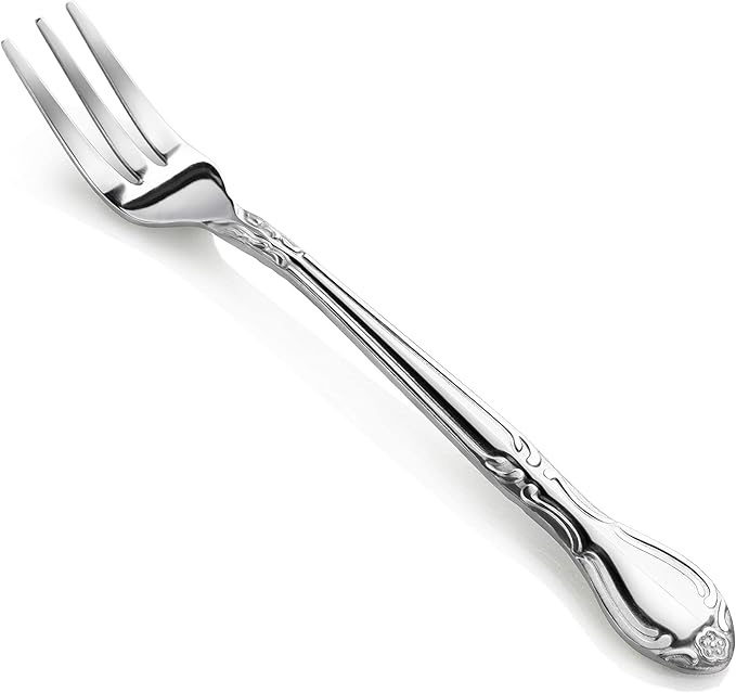 New Star Foodservice 58680 Stainless Steel Rose Pattern Oyster Fork, 5.8-Inch, 12 pieces